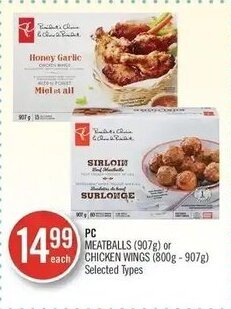 Shoppers Drug Mart PC MEATBALLS (907g) or CHICKEN WINGS (800g -907g) offer