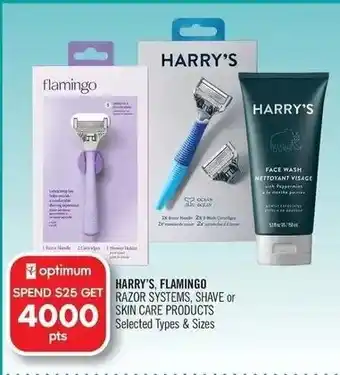 Shoppers Drug Mart HARRY'S, FLAMINGO RAZOR SYSTEMS, SHAVE or SKIN CARE PRODUCTS offer