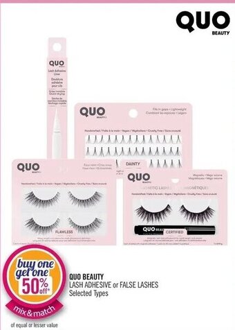 Shoppers Drug Mart QUO BEAUTY LASH ADHESIVE or FALSE LASHES offer