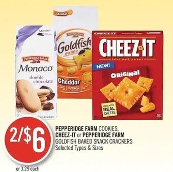 Shoppers Drug Mart PEPPERIDGE FARM COOKIES, CHEEZ-IT or PEPPERIDGE FARM GOLDFISH BAKED SNACK CRACKERS offer