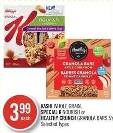 Shoppers Drug Mart KASHI WHOLE GRAIN, SPECIAL K NOURISH or HEALTHY CRUNCH GRANOLA BARS 5's offer