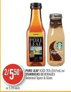Shoppers Drug Mart PURE LEAF ICED TEA (547mL) or STARBUCKS BEVERAGES offer