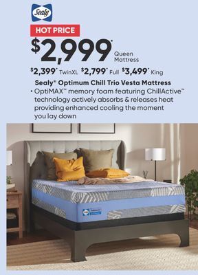 Sleep Country Sealy optimum chill trio vesta mattress offer