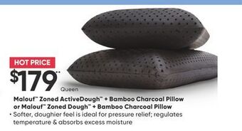 Sleep Country Malouf zoned activedough + bamboo charcoal pillow or malouf zoned dough + bamboo charcoal pillow offer
