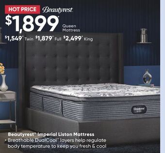 Sleep Country Beautyrest® imperial liston mattress offer