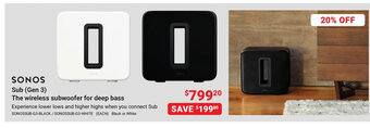 Visions Electronics SONOS Sub (Gen 3) The wireless subwoofer for deep bass offer
