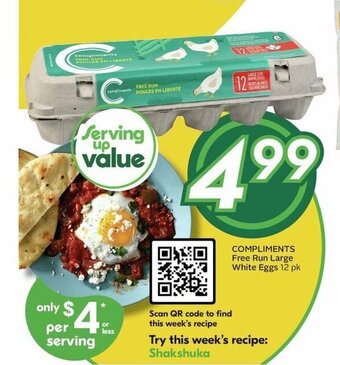 Sobeys COMPLIMENTS Free Run Large White Eggs 12 pk offer