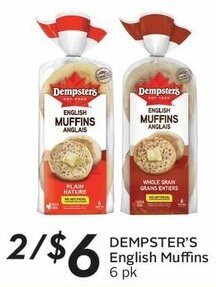 Sobeys DEMPSTER'S English Muffins 6 pk offer