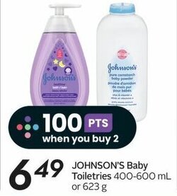 Sobeys JOHNSON'S Baby Toiletries 400-600 mL or 623 g offer