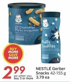 Sobeys NESTLÉ Gerber Snacks 42-155 g offer