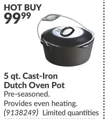 Princess Auto 5 qt. cast-iron dutch oven pot offer