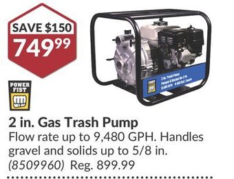 Princess Auto 2 in. gas trash pump offer