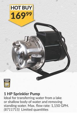 Princess Auto 1 hp sprinkler pump offer