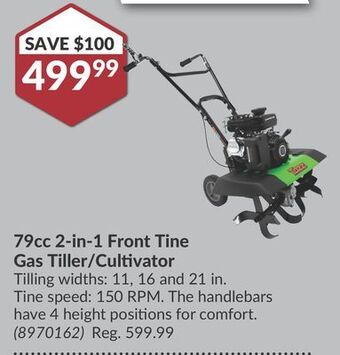 Princess Auto 79cc 2-in-1 front tine gas tiller/cultivator offer