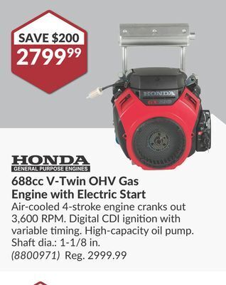 Princess Auto 688cc v-twin ohv gas engine with offer