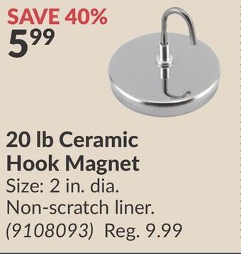 Princess Auto 20 lb ceramic hook magnet offer
