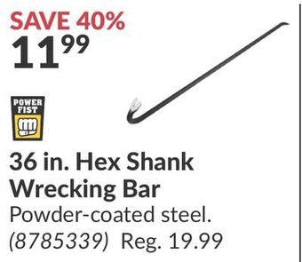 Princess Auto 36 in. hex shank wrecking bar offer