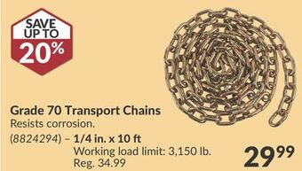 Princess Auto Grade 70 transport chains offer