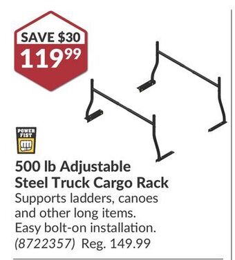 Princess Auto 500 lb adjustable steel truck cargo rack offer