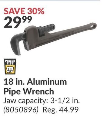 Princess Auto 18 in. aluminum pipe wrench offer