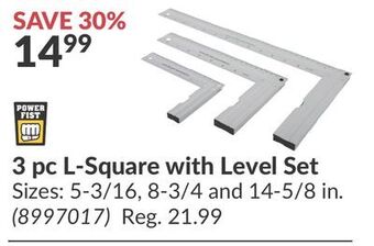 Princess Auto 3 pc l-square with level set offer