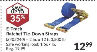Princess Auto E-track ratchet tie-down straps offer