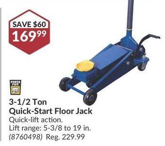 Princess Auto 3-1/2 ton quick-start floor jack offer