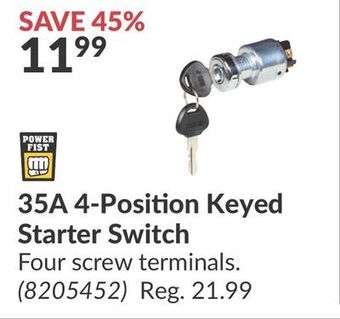 Princess Auto 35a 4-position keyed starter switch offer