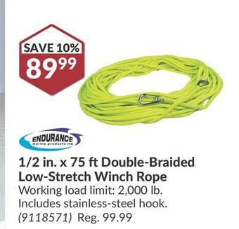 Princess Auto 1/2 in. x 75 ft double-braided low-stretch winch rope offer