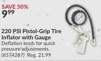 Princess Auto 220 psi pistol-grip tire inflator with gauge offer