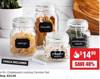 Kitchen Stuff Plus 4 pc. chalkboard locking canister set offer