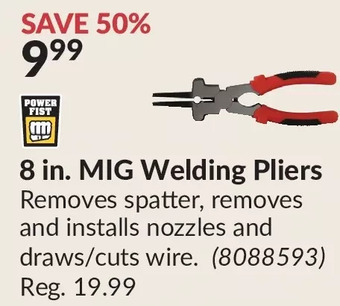 Princess Auto Power fist 8 in. mig welding pliers offer