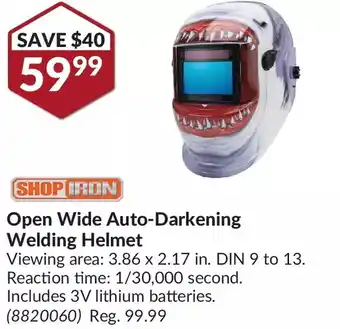 Princess Auto Shop iron open wide auto-darkening welding helmet offer