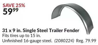 Princess Auto Rockwell american 31 x 9 in. single steel trailer fender offer