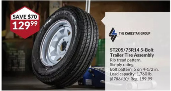 Princess Auto St205/75r14 5-bolt trailer tire assembly offer