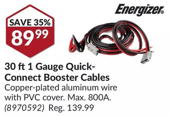 Princess Auto Energizer 30 ft 1 gauge quick-connect booster cables offer