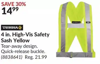 Princess Auto Terra 4 in. high-vis safety sash yellow offer