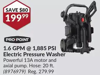 Princess Auto Pro.point 1.6 gpm @ 1,885 psi electric pressure washer offer