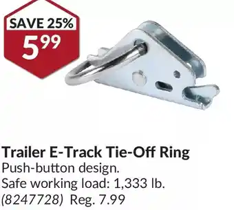 Princess Auto Erickson trailer e-track tie-off ring offer