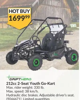 Princess Auto DRIFTHERO 212cc 2-Seat Youth Go-Kart offer