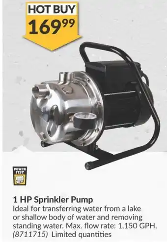 Princess Auto POWER FIST 1 HP Sprinkler Pump offer