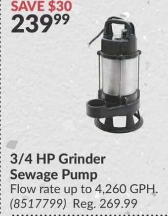 Princess Auto 3/4 HP Grinder Sewage Pump offer