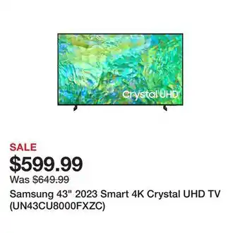 TSC Stores Samsung 43 2023 smart 4k crystal uhd tv (un43cu8000fxzc) offer