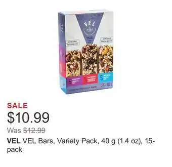 Costco Vel bars, variety pack, 40 g (1.4 oz), 15-pack offer