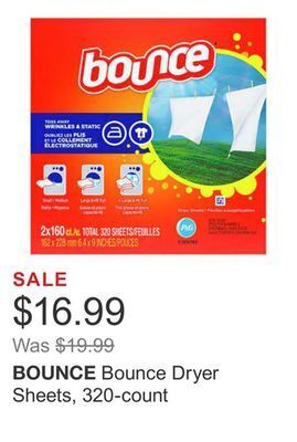 Costco Bounce dryer sheets, 320-count offer