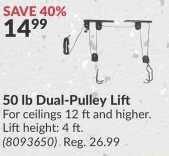 Princess Auto 50 lb Dual-Pulley Lift offer