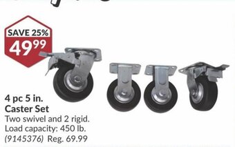 Princess Auto 4 pc 5 in. Caster Set Two swivel and 2 rigid. Load capacity: 450 lb. offer