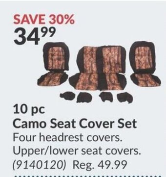 Princess Auto 10 pc Camo Seat Cover Set offer