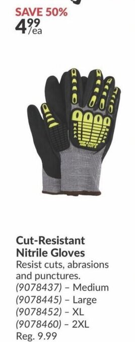 Princess Auto Cut-Resistant Nitrile Gloves offer