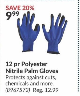 Princess Auto 12 pr Polyester Nitrile Palm Gloves offer